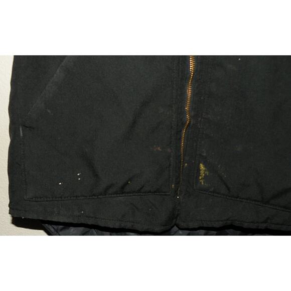 Carhartt WIP American Script Men’s Med Quilted Lined Canvas Vest Black Zip Front - Picture 3 of 4